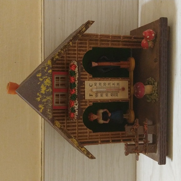 Bambi Other - Vintage Bambi W Germany Weather House Station Wooden Alpine Chalet Thermometer